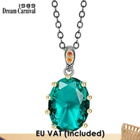 dreamcarnival1989 big green zircon pendant necklace for women delicate fine cut dazzling cz pronged female party jewelry wp6863