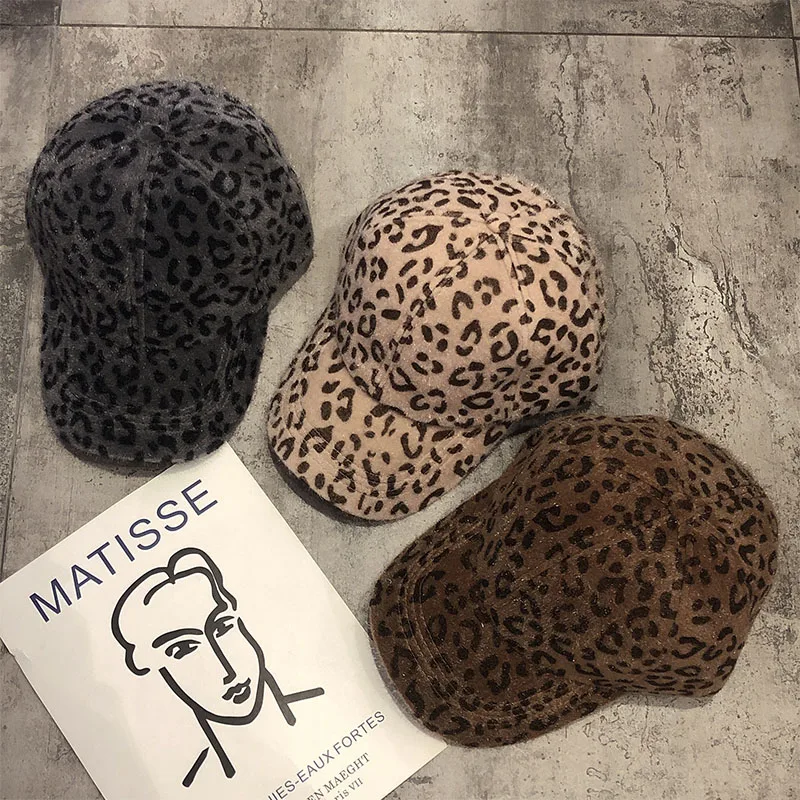 Duck Tongue Hat With Korean Leopard Designer Cap basketball cap female autumn and winter sexy leopard print baseb