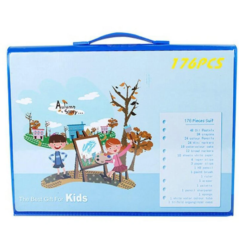 

176 Kid Draw Set Colored Pencil Crayon Watercolors Pens Drawing Toy Drawing Art Marker Pens School Supplies Kid Gifts