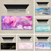 Large Gaming Mouse Pad Marble Pattern Mousepad Locked Edge Gamer Mice Mat Keyboard Laptop Desktop Cushion Soft Rubber Table Cove