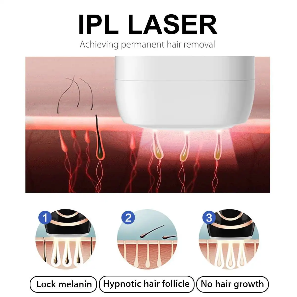 

Professional Painless Permanent Removal Laser Bikini Photo Epilat 2Color 999999 Flashes 36W Laser Hair Removal Epilator IPL Hair