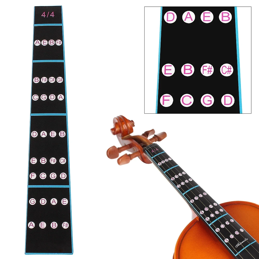 

4/4 Black Professional Violin Fingerboard Sticker Fretboard Note Label Fingering Chart Practice for Beginner Violin Parts