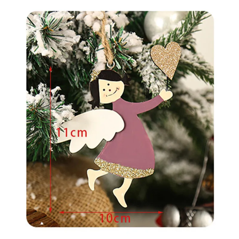 Рождественский милый ангелок-подвеска на ёлку из деревянного ремесла для домашнего творчества и подарка детям на Новый Год 2022.