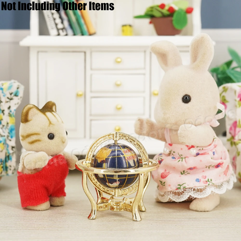Миниатюрный вращающийся шар Odoria 1:12 и Золотая подставка украшение для гостиной