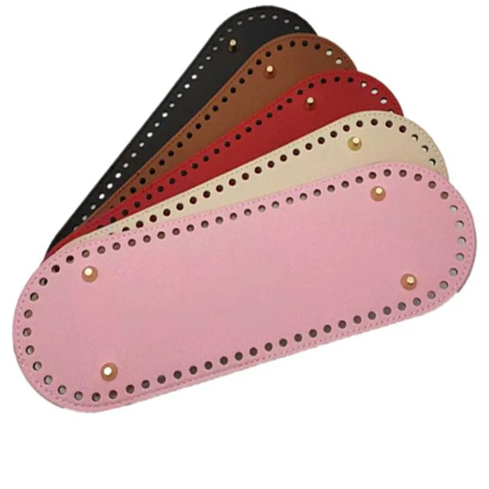Oval Long Bottom Leather For DIY Knitted Handbag Shoulder Bag Handmade Bottom With 38 Holes Crochet Bag Parts Accessorie 30*10cm