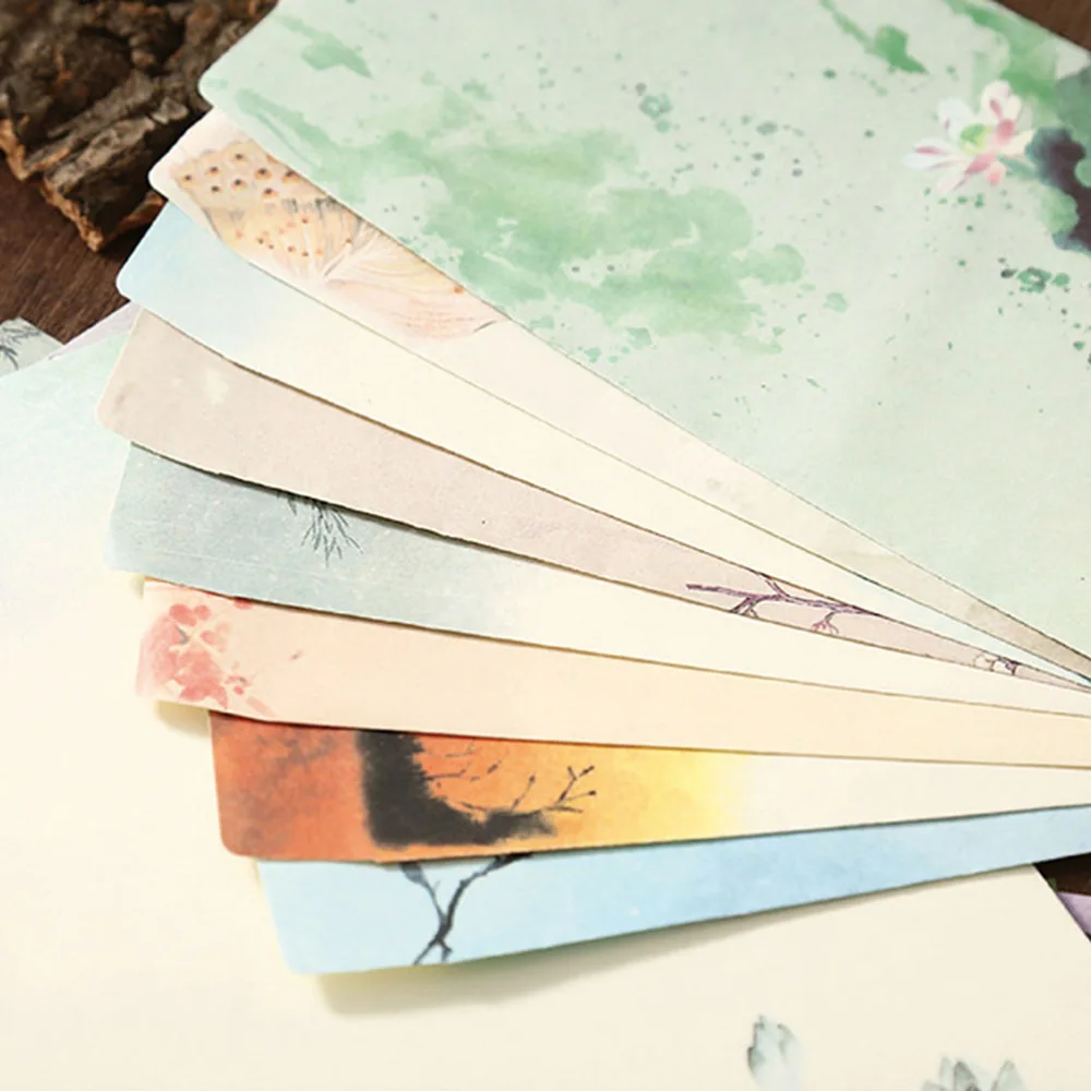 

6 Sets Chinese Style Printing Envelope and Letter Set Papers Beautiful Pattern Envelopes Writing Stationery Envelope Set Random