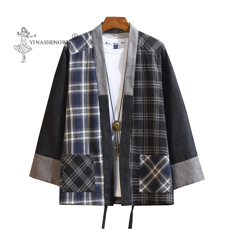 

Men Japanese Kimono Print Tops Yukata Coat Summer Shirts Sleeve Suit Linen Jacket Male Samurai Japan Haori Cardigan Costume New