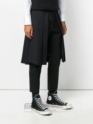 

Новая модель корейских повседневных облегающих модных поддельных брюк-шаровары для парикмахеров на девять четвертей