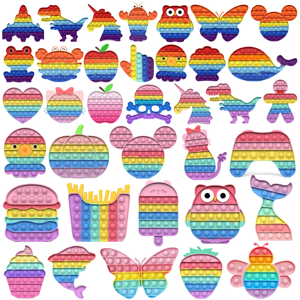 

Популярные популярные радужные игрушки-антистресс с пузырьками, игрушки-антистресс с простым затемнением, игрушки для снятия стресса для в...