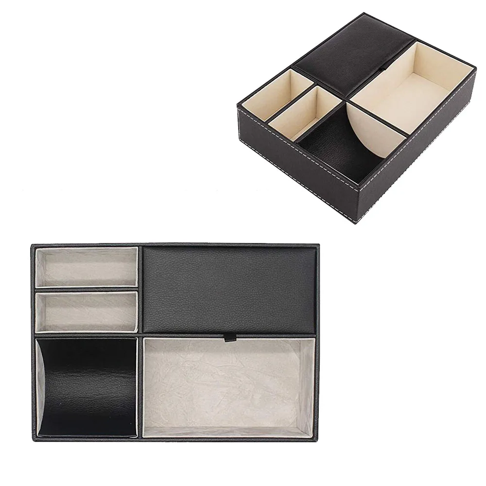 Tray Faux Leather Nightstand Organizer For Men Desk Dresser Top Storage Box Holder Jewelry Keys Phone Wallet Watch Accessories