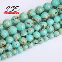 natural light blue shell howlite turquoises beads stone round loose beads for jewelry making diy bracelet 4 6 8 10 12mm 15 inch