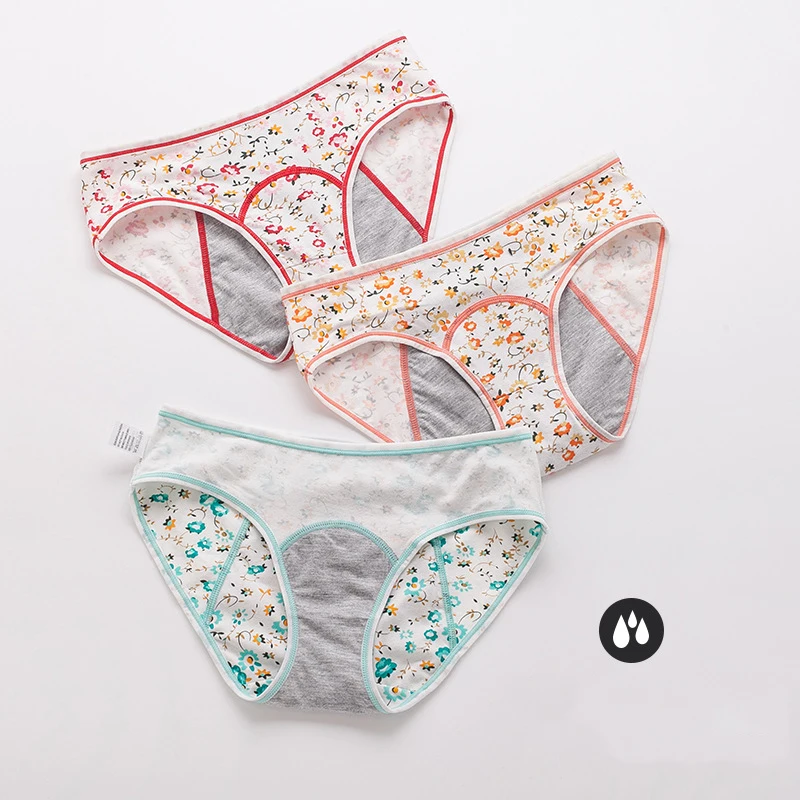 

Flower Period Panties For Teenagers Bragas Menstruales Leakproof Cute Menstrual Physiological Underewear Breathable Lingerie