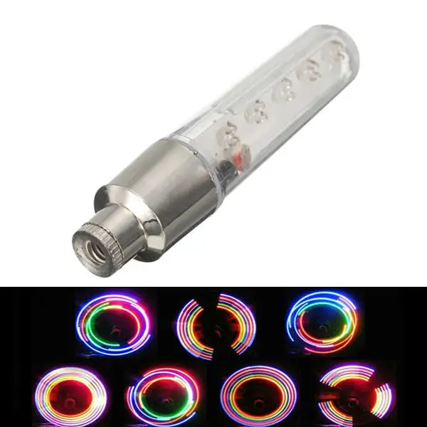 

Wheel Tyre Spoke Valve Cap Neon 5 LED Lights Lamp 32 Modes for Bicycle Bikes