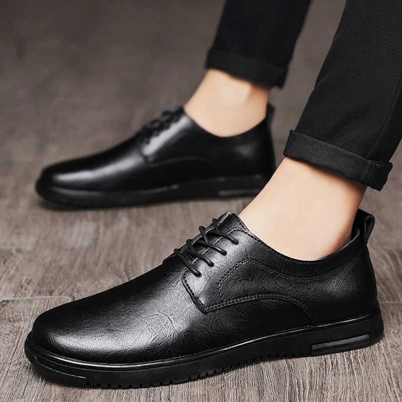 

Men's Leather Shoes Casual Classics Brown Black Derby Shoe Male New Urban Comfortable Breathable Waterproof Formal Shoes For Men