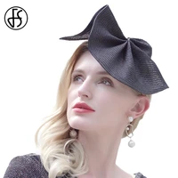 fs 2022 fascinator ladies hat for wedding bridal women elegant kentucky derby hats black pleated linen church linen fedoras