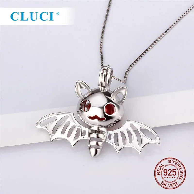CLUCI Серебро 925 женщин Подвески кулон ювелирные изделия страшная улыбка летучая