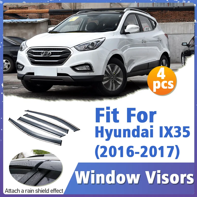Window Visor Guard for Hyundai IX35 2016-2017 Vent Cover Trim Awnings Shelters Protection Sun Rain Deflector Auto Accessories