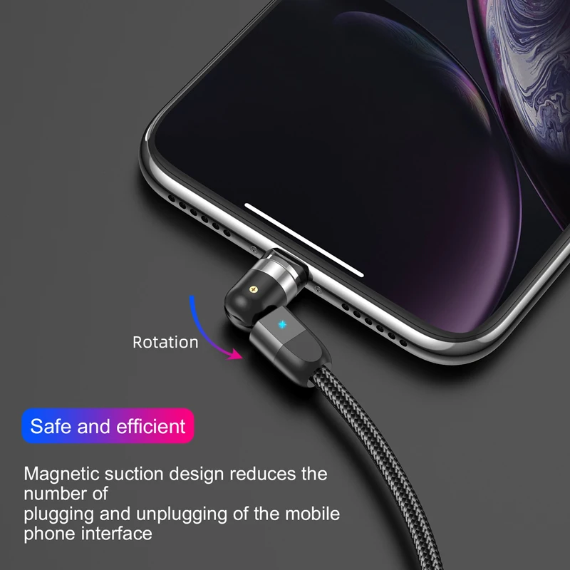 Lovebay 2M Magnetic USB Cable Micro usb Type C Charger Mobile Phone Cable Cord 360º+180º Rotation Fast Charging For iPhone 11 images - 6