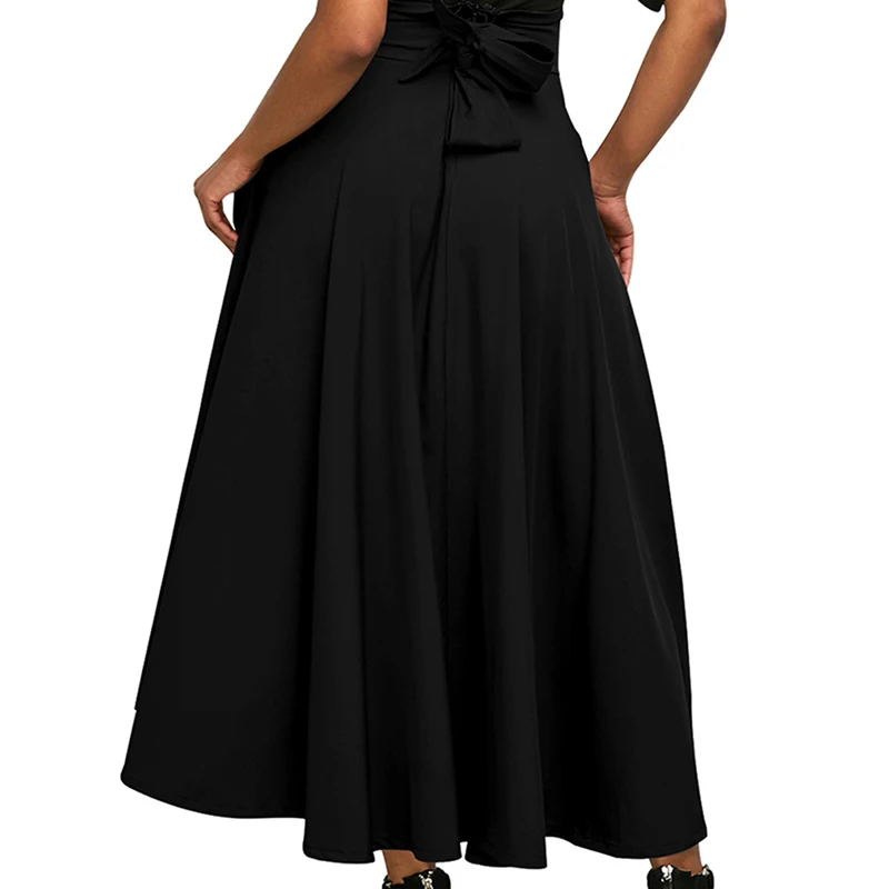

New Elegant Fashion Women High Waist Flared Pleated Long Skirts Gypsy Maxi Skirt +Pockets 4 Sizes Long Skirt SKirts Womens