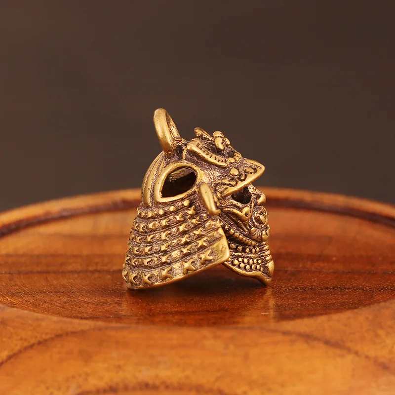 Retro Brass Japanese Samurai Helmet Mask Key Chain Pendant Copper Lanyard Multifunction Keyring Necklace DIY Accessories | Украшения и