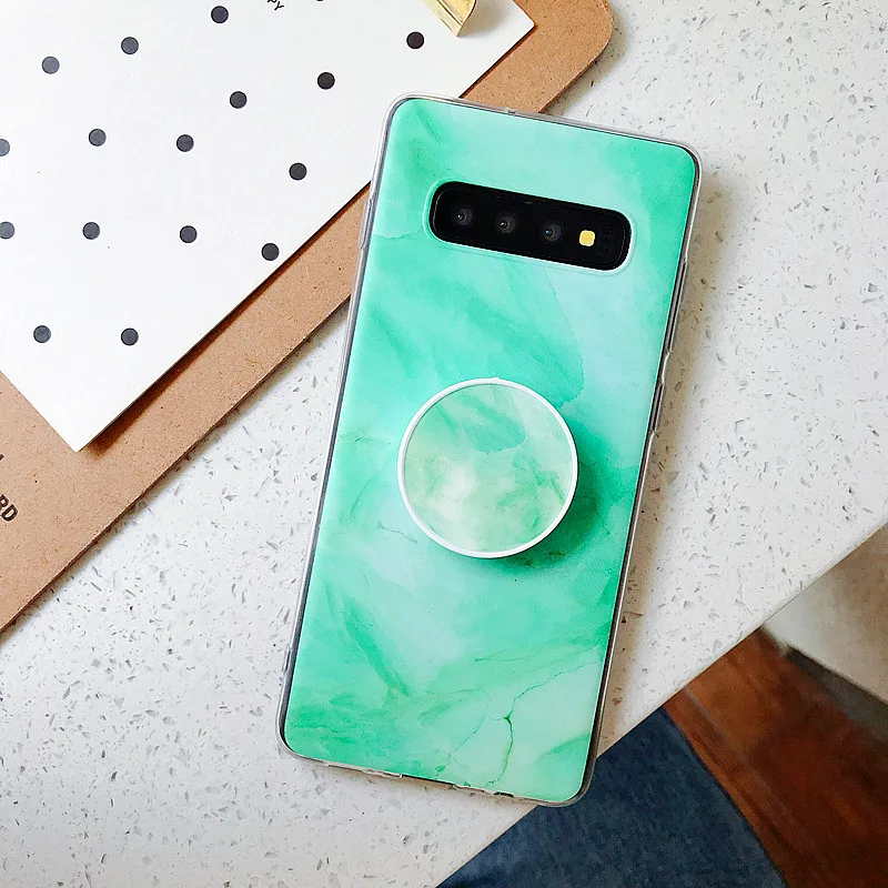 Роскошный матовый мраморный милый чехол для samsung Galaxy S10e S10 S9 S8 Plus Note 9 8 S7 Edge Мягкий силиконовый чехол с держателем