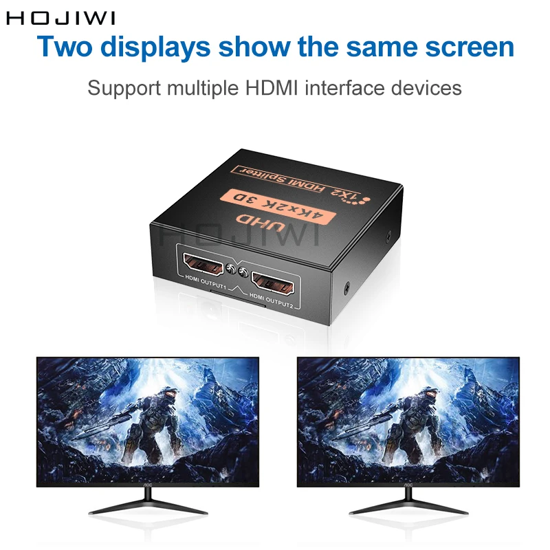 HOJIWI 1 в 2 из 1080p 4K 1x2 HDCP зачистки 3D сплиттер Мощность усилитель сигнала HDMI разветвитель для HDTV DVD PS3 Xbox AE03