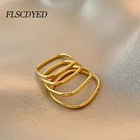 flscdyed simplicity square gold rings for women gift gothic mens jewelry korean fashion girl engagement accessories wholesale