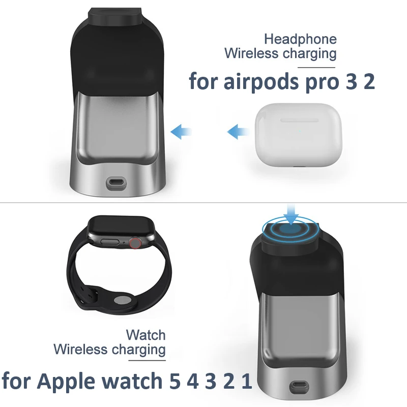 Беспроводное зарядное устройство KSTUCNE 15 Вт 3 в 1 Qi подставка для iPhone 12 11 Samsung Buds Apple