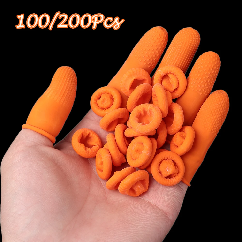 

100Pcs Natural Latex Finger Cots Non-Slip Finger Cover Protector Gloves Rubber Gloves Fingertip Protective Cleaning Accessories