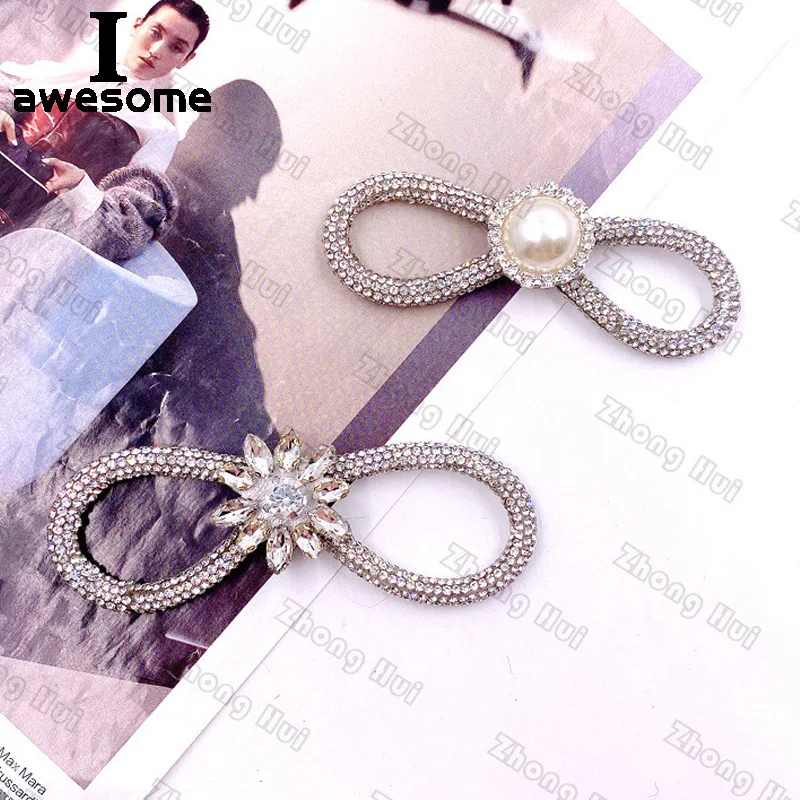 

Fashion DIY Rhinestone Pearl 8 Shape Bridal Wedding Party Shoes Accessories For high Heels Flats Slipper Shoe Decorations flower
