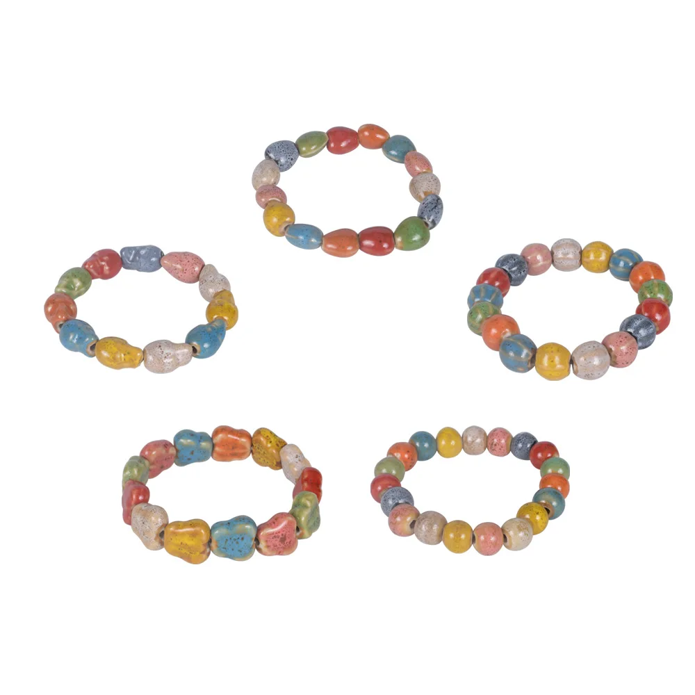 Новый натуральный многоцветный керамический камень Круглый браслет из бисера