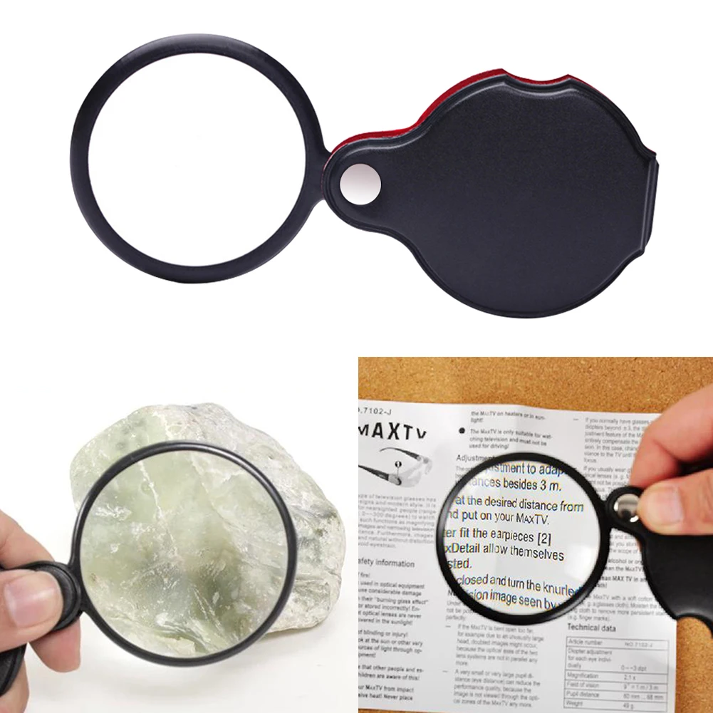 

Handheld 6X Lightweight Mini Pocket Magnifier with Leather Case Foldable High-definition Optical Glass Pocket Magnifying Glass