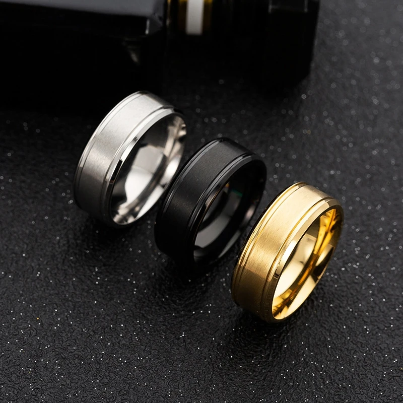 SHUANGR 1 Pcs Noble Titanium Ring Men Black Gold Sliver Smooth Simple Wedding Couples Rings Bijouterie for Man Gift Jewelry YY |