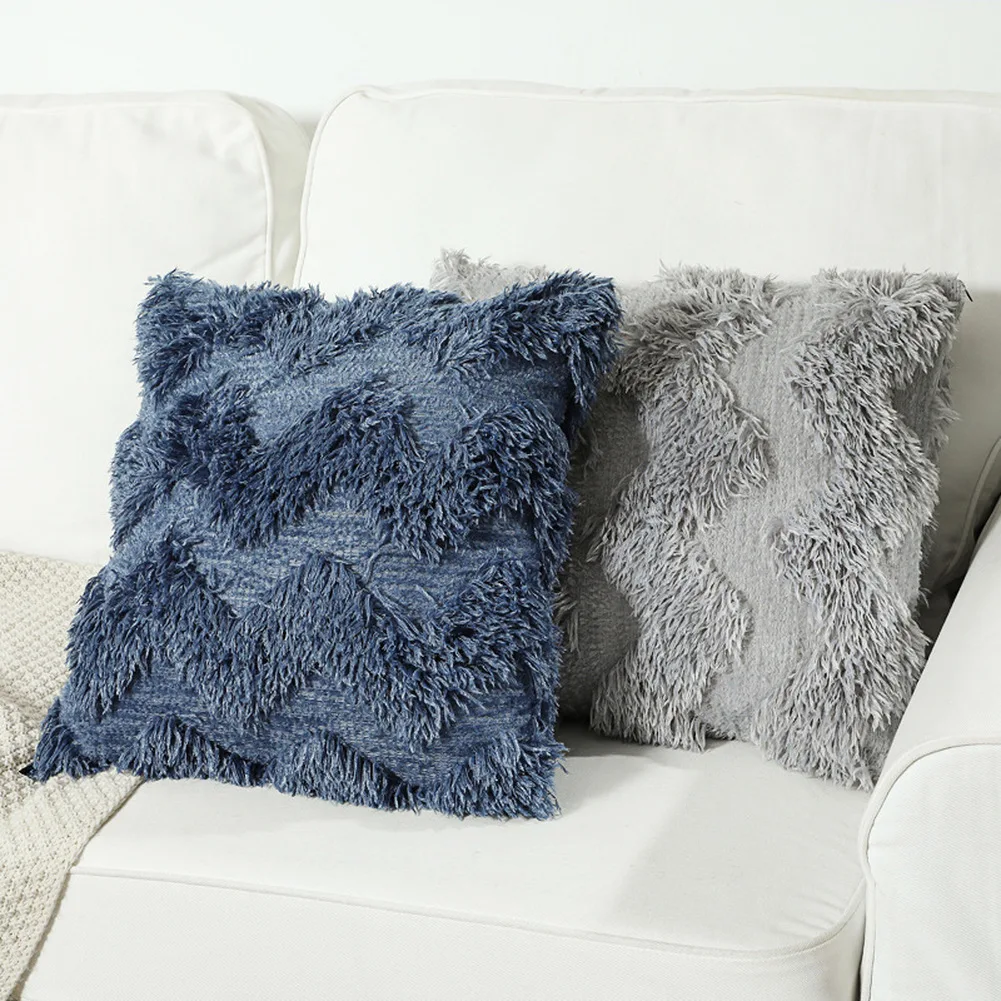 

45x45CM Nordic Luxury Plush Feather Pillowcase Home Sofa Decoration Super Soft Solid Color Cushion Cover Home Decor Pillow Case