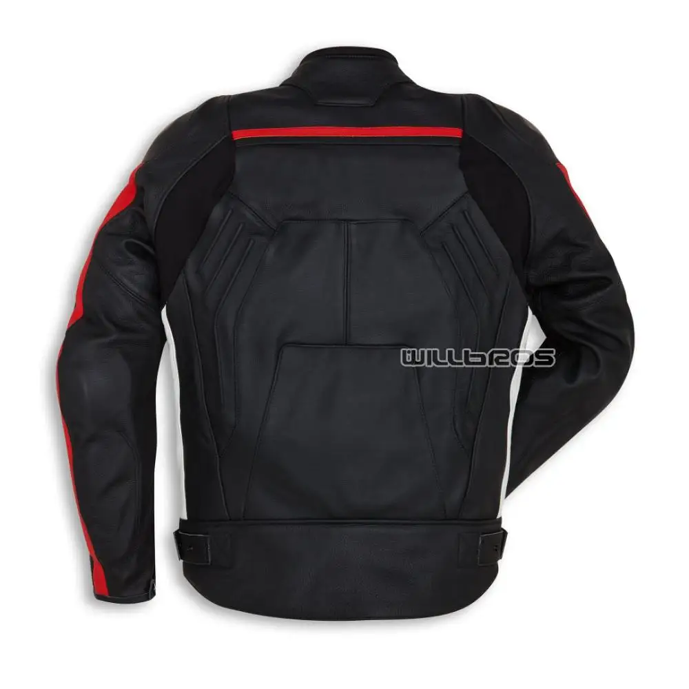

Motorcycle Black Red Leather Men's Jacket for Ducati Corse Racing Motorbike Street Bike Motocross