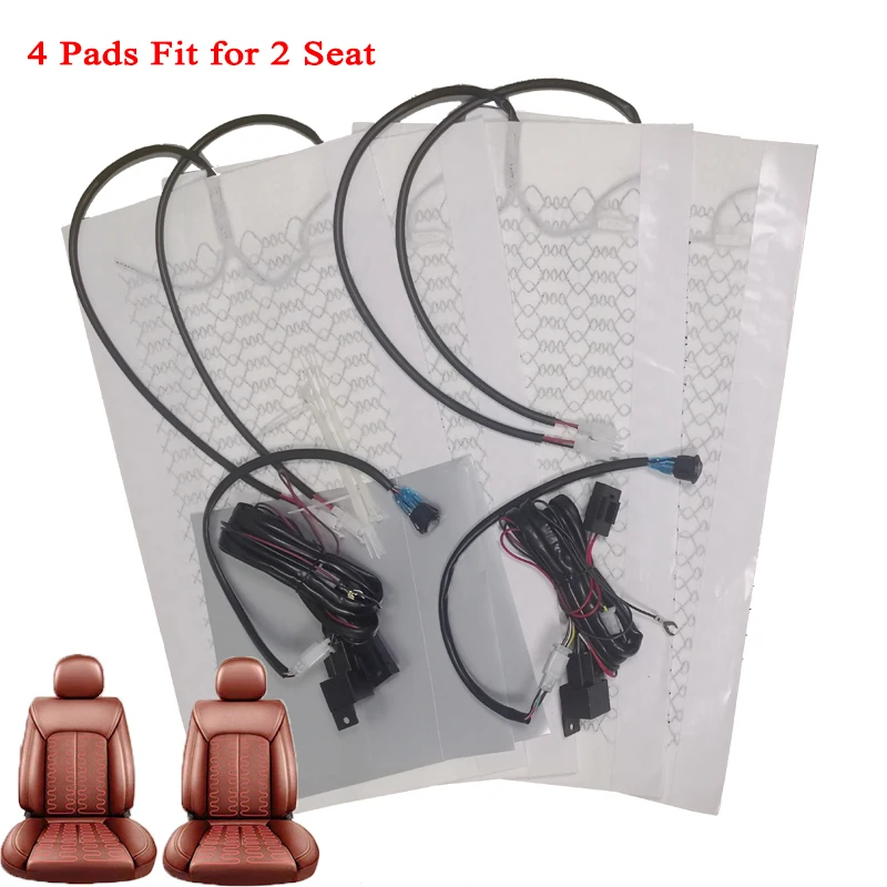 

Car Seat Heater Universal 12V Carbon Fiber Car Seat Heat Pads Kit Round Switch Cushion Set Winter Warmer Seat Covers Set