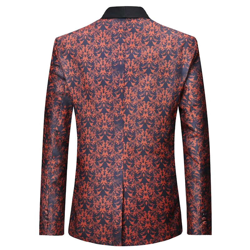Luxury Floral Print One Button Suit Jacket Men Shawl Collar Slim Fit Mens Blazers Party Wedding Dinner Blazer Masculino Hombre | Мужская