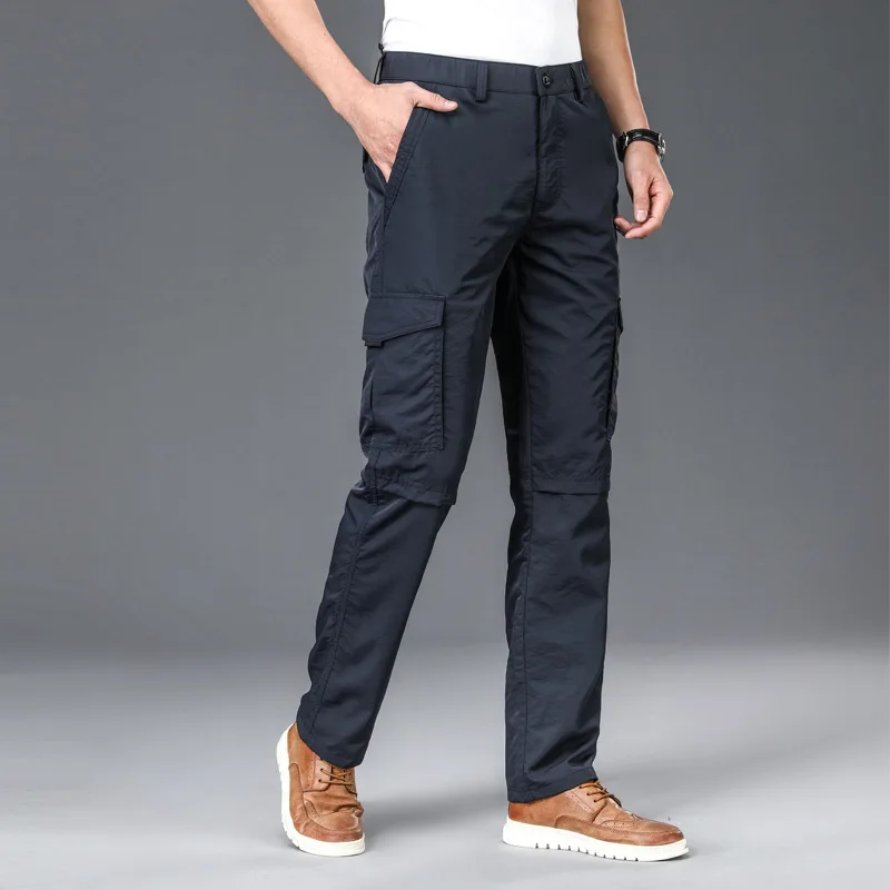 

Summer Thin Cargo Pants Men Casual Straight Loose Multi-Pocket Quick Dry Sportwear Simple All-Match High Quality Trousers Male