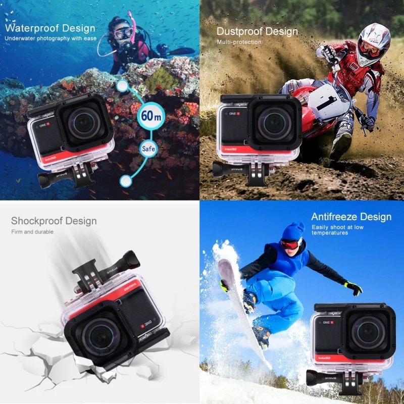 

HOT-PULUZ for Insta360 ONE R Dive Case Waterproof Case Protective Cover Diving Photography Camera Case 60 Meters Waterproof