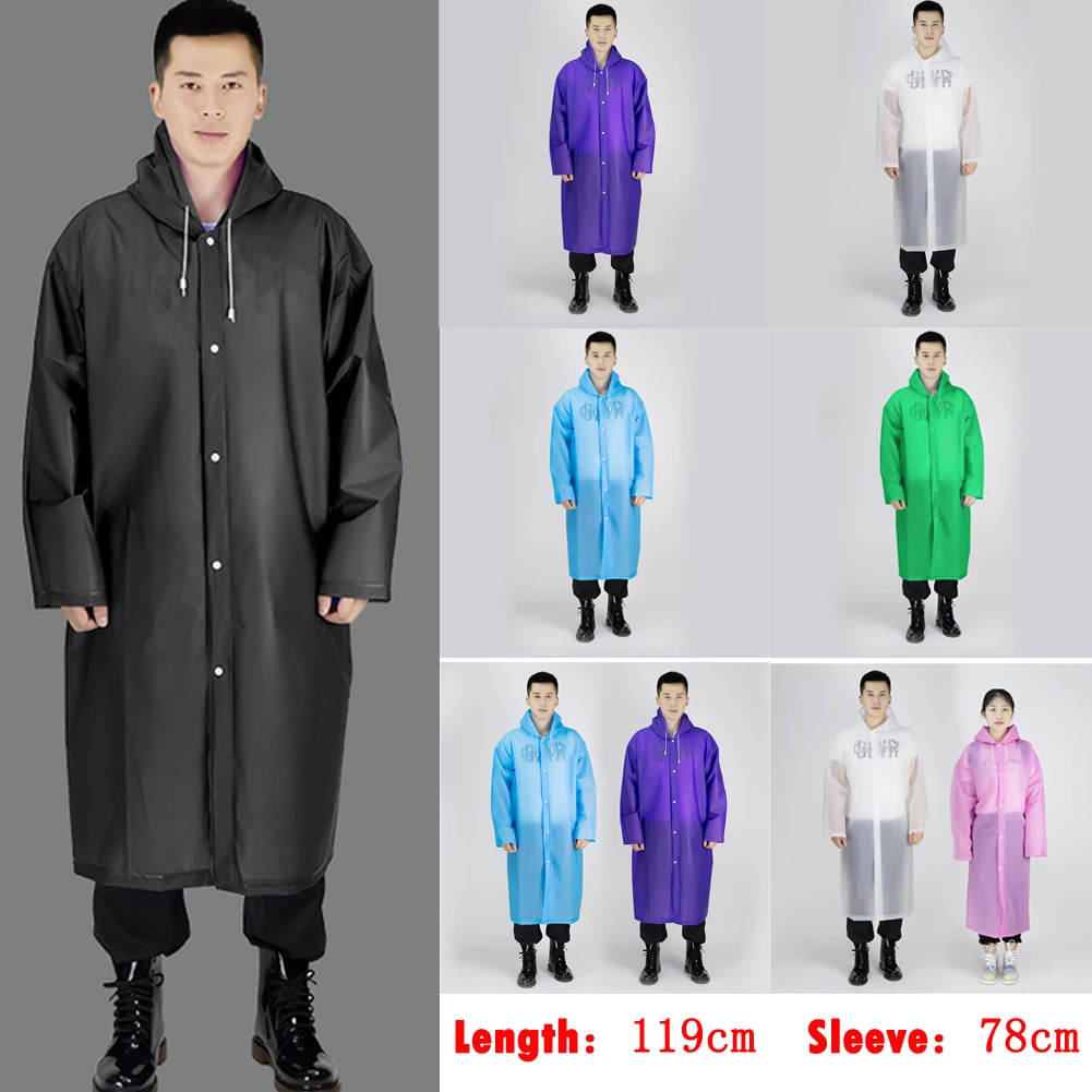 

XIAOMI Mens Womens Waterproof Raincoats Long Jacket EVA Button Hooded Raincoat Coats Poncho Rainwear