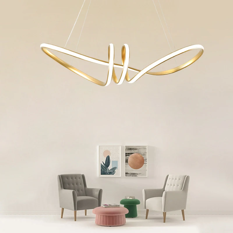 

Modern Gold Alloy Led Chandelier Lighting Dining Room Decor Led Chandeliers Lamp Indoor Drop Hanging Lights Suspension Luminaire