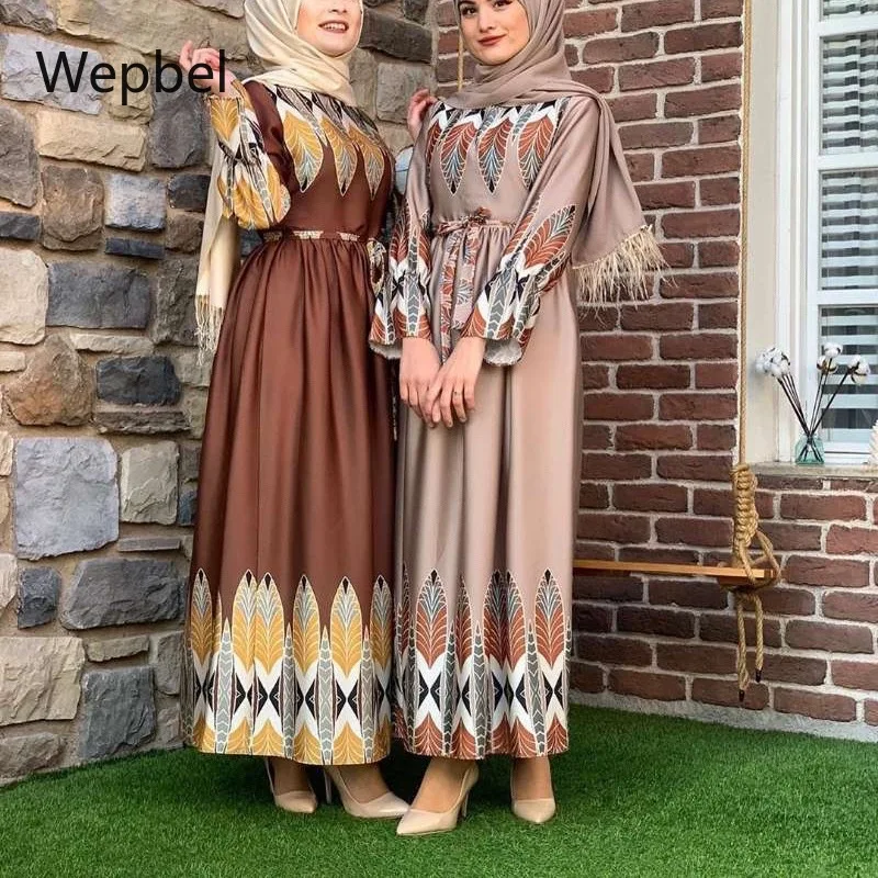 Женское платье с длинным рукавом Wepbel мусульманское облегающее принтом в виде