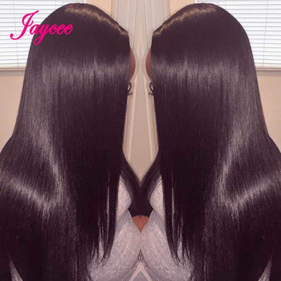 Jaycee Связки малайзийских волос с закрытием прямой пучок s фронтальной и 4 шт