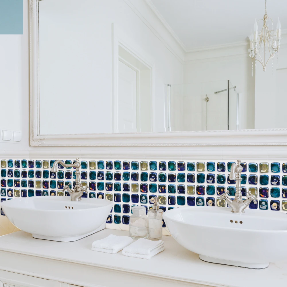 6 PCS Self-adhesive 3D Mosaic Wall Stickers European Simulation Geometric Tile Living Room adesivo de parede | Дом и сад