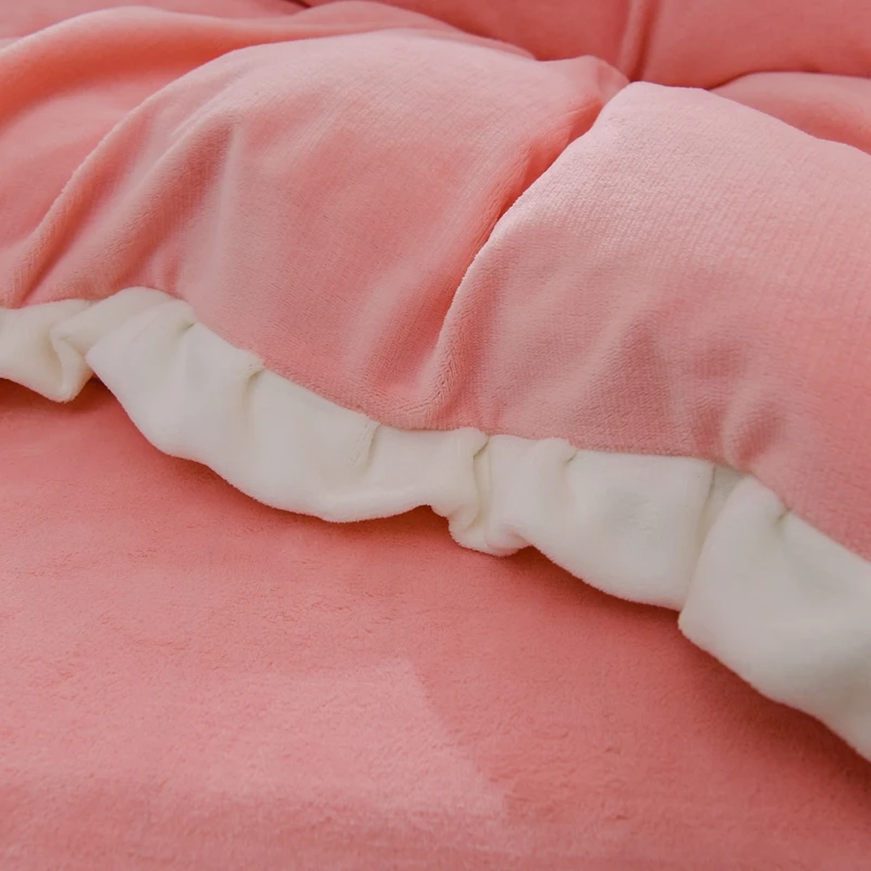 Розовая/зимняя 100% Хрустальная бархатная наволочка из молочного бархата