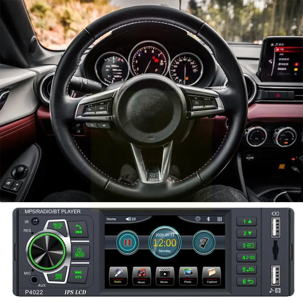 

P4022 Car Radio Stereo Multimedia Video Player Bt Car Radio 3.8 Stereo Touchscreen Inch Ips Fm Mp3 Use Usb/sd Audio Player E6e0