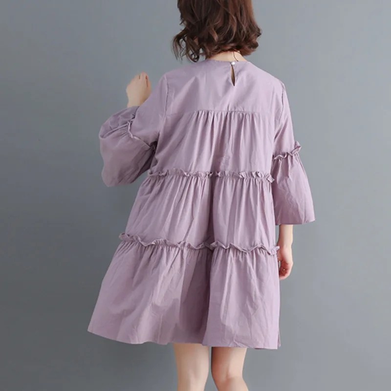 #0107 летнее платье с оборками в несколько рядов женские свободные ретро