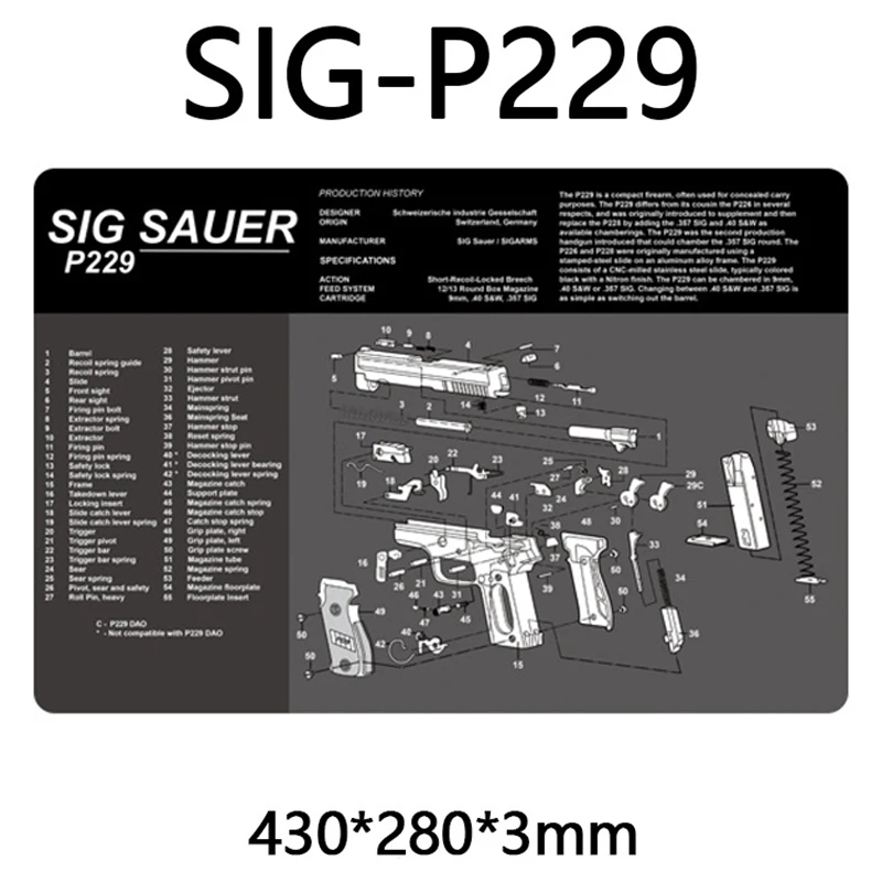 Gun Cleaning Mat Glock AK47 AR 15 Remington 870 HK USP SIG SAUER P226 BERETTA 92 Bench Airsoft Hunting Accessories Equipment | Спорт и
