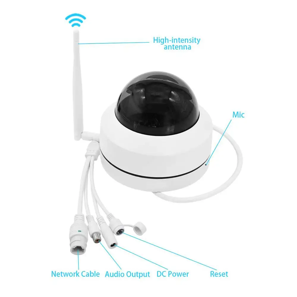 Купольная камера YUNSYE 1080P 5 МП Wi Fi беспроводная антисаботажная IP купольная системы