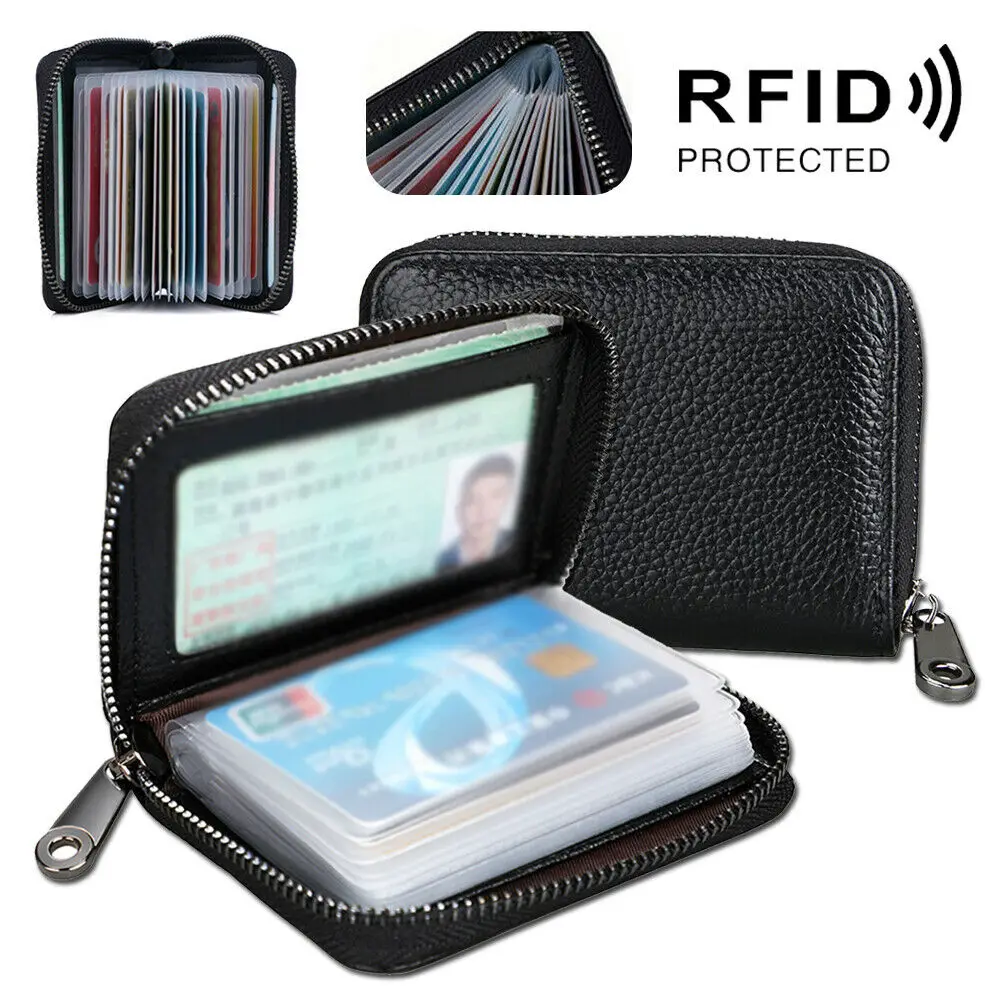 

RFID Men's Wallet 20 Card Slots PU Leather Luxury Blocking for Business/ID/Credit Money Organizer Mini Card Holder Coin Purse
